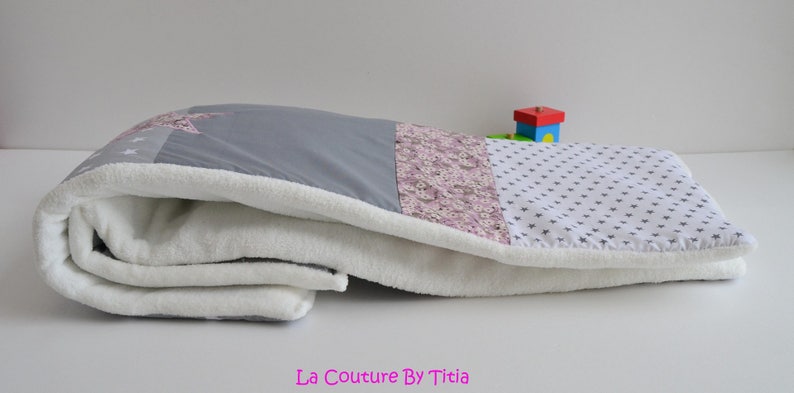 Baby Blankets Couverture Plaid B U00e9b U00e9 Personnalisable Fait Main Etoiles Liberty Mitsi Parme Lacouturebytitia Blankets Throws