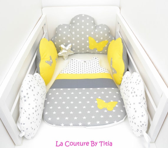 Cloud Bed Tower Cushions Made Hand Gray Stars And Yellow Etsy