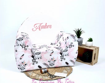 Children's armchair, children's armchair to personalize, children's club armchair, pink animal savannah children's club armchair