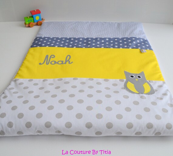 Couverture Plaid Bebe Personnalisable Fait Main Hibou Pois Etsy