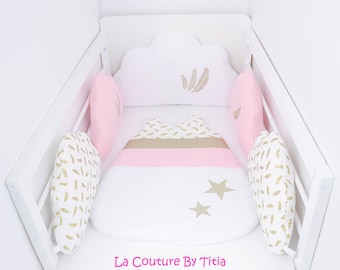 Turbulette Gigoteuse 0 - 6 Months Handmade pink white and golden stars @lacouturebytitia