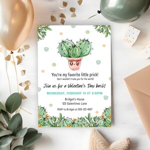 Invitation Galentines, invitation adulte, invitation humoristique, invitation drôle, invitation cactus, invitation Saint Valentin, soirée entre filles, fête de l'amitié