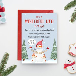 Snowman Invitation, Christmas Invitation, Holiday Party, Editable Invitation, Winter Invite, Merry Christmas, Winter Party, Editable Invite