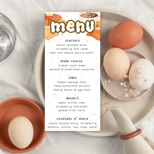 Lets Brunch Invitation, Editable Brunch Menu, Printable Brunch Menu, Brunch Place Cards, Printable Name Cards, Brunch Bar Menu, Breakfast