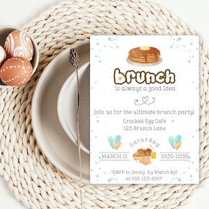 Brunch Invitation, Breakfast Invite, Printable Invitation, Girls Brunch, Brunch And Bubbly, Bridal Brunch, Baby Shower, Ladies Lunch
