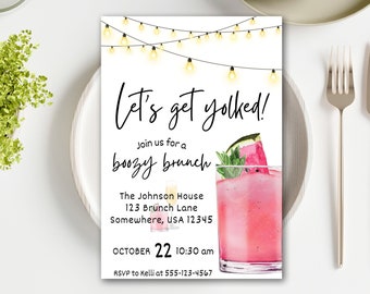 Brunch Invitation Template, Boozy Brunch Invitation, Editable Invitation, Brunch Cocktails, Cocktail Invitation, Brunch Flyer, Mimosa Party