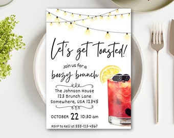 Cocktail Brunch Invitation, Brunch Invitation Template, Boozy Brunch Invitation, Editable Invitation, Brunch Cocktails, Brunch Flyer