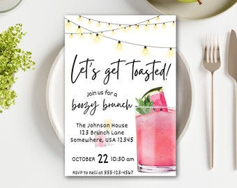 Editable Brunch Invitation, Editable Brunch Template, Printable Invitation, Cocktail Invite, Brunch Flyer, Lets Brunch, Invitation Template