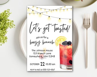 Printable Brunch Invitation, Editable Brunch Invitation, Editable Brunch Template, Cocktail Invite, Brunch Flyer, Invitation Template