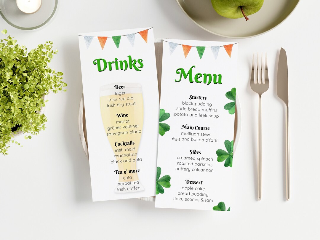 st patricks day pub menu