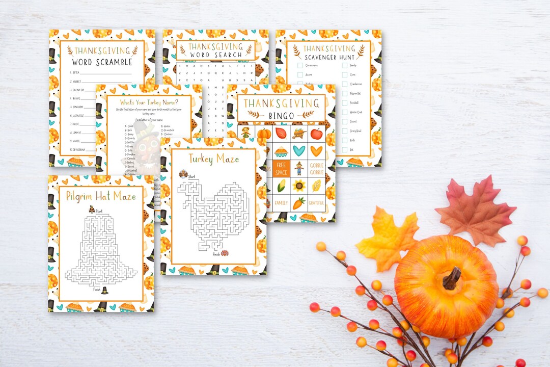 Thanksgiving Games, Printable Thanksgiving Games, Kids Worksheets, Fall ...