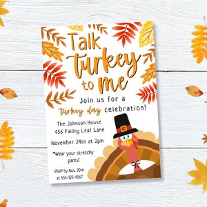 Talk Turkey To Me Invite, Thanksgiving Invitation Template, Thanksgiving Template, Thanksgiving Invite, Turkey Invitation, Editable Template