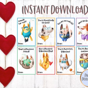 Cat and dog valentines, funny cats and dogs valentines, printable valentines for kids