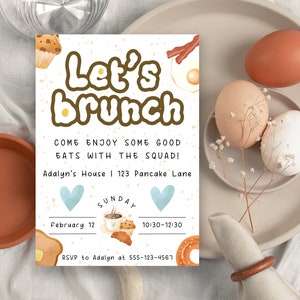 Lets Brunch, Brunch Invitation, Breakfast Invite, Printable Invitation, Girls Brunch, Brunch And Bubbly, Bridal Brunch, Baby Shower