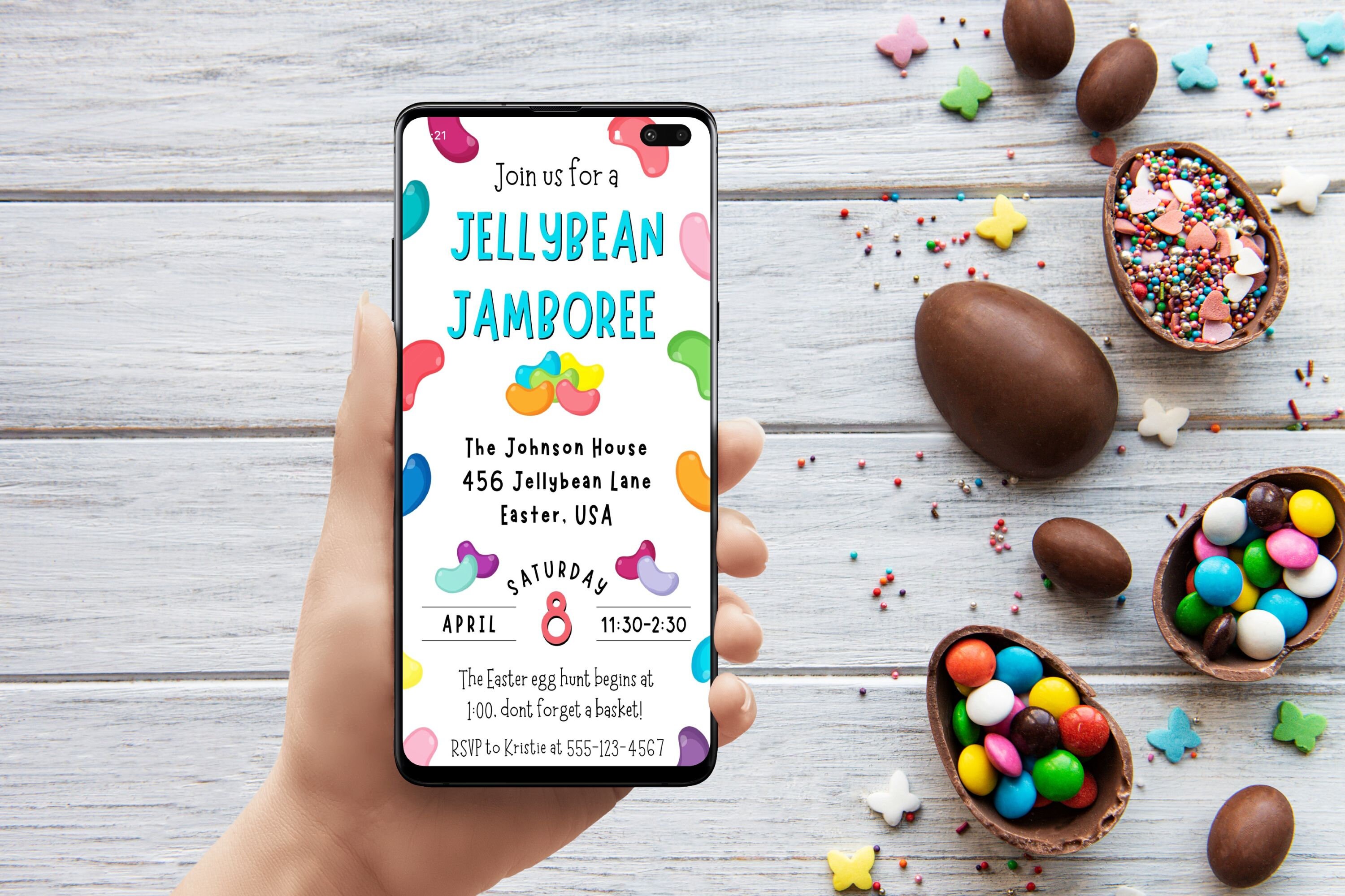 Kids Easter Invitation, Kids Easter Party, Jellybeans, Sweets ...