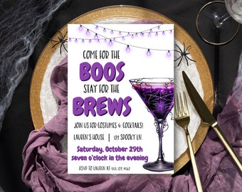 Halloween Party Invitation Template, Adult Halloween Party Invitation, Editable Halloween Invitation, Adult Costume Party, Cocktail Party