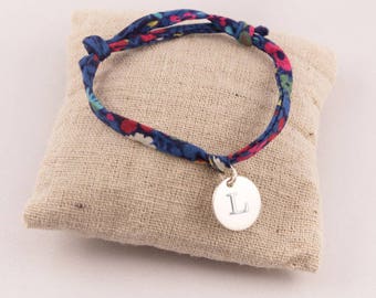 Bracelet Liberty Personnalisé avec Initiale Ajustable Petite Médaille Argent gravée Personnalisable - Bijou Gravé Personnalisé