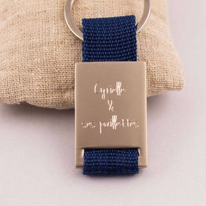 Fabric key chain and Metal engraved personalized