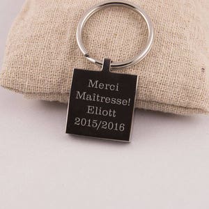 Ernstige sleutelring gepersonaliseerde dank u tekst Meesteres