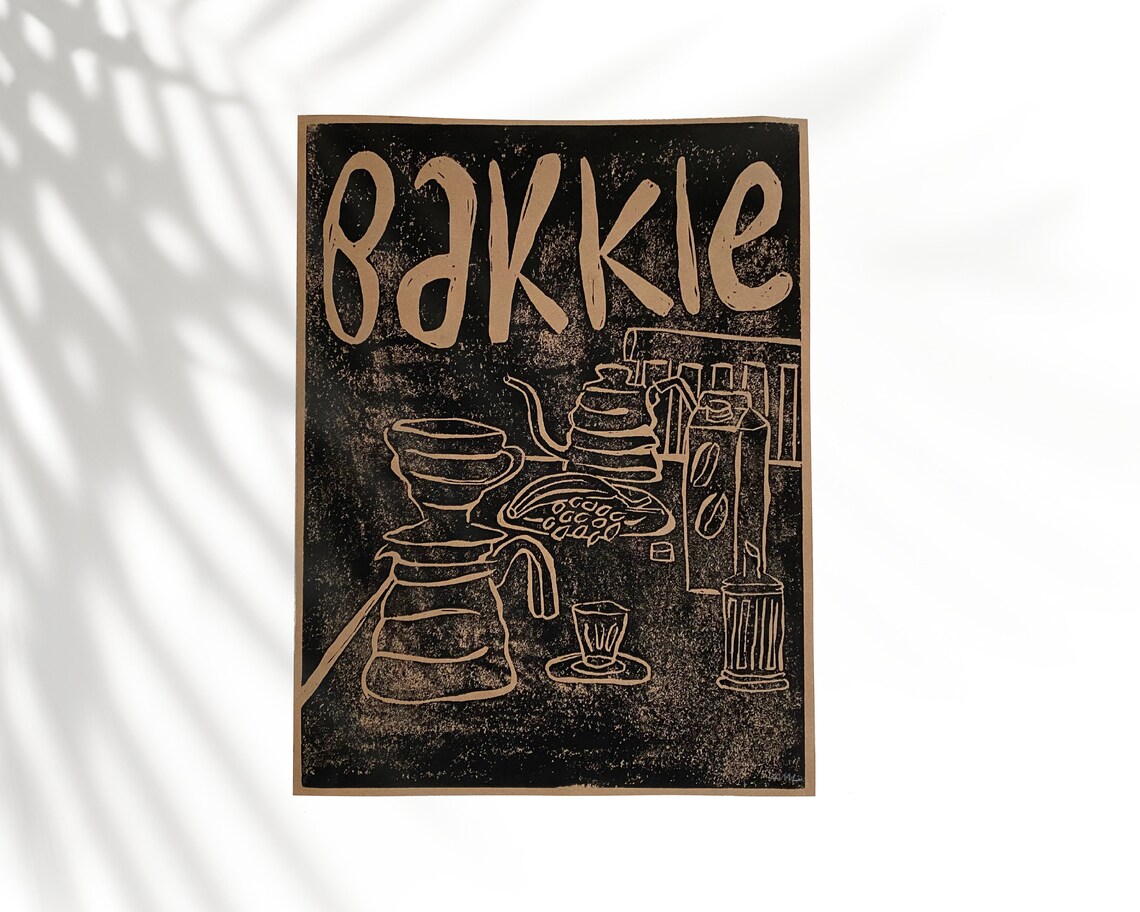 Bakkie print Coffee print Lino print Wall art Poster Etsy