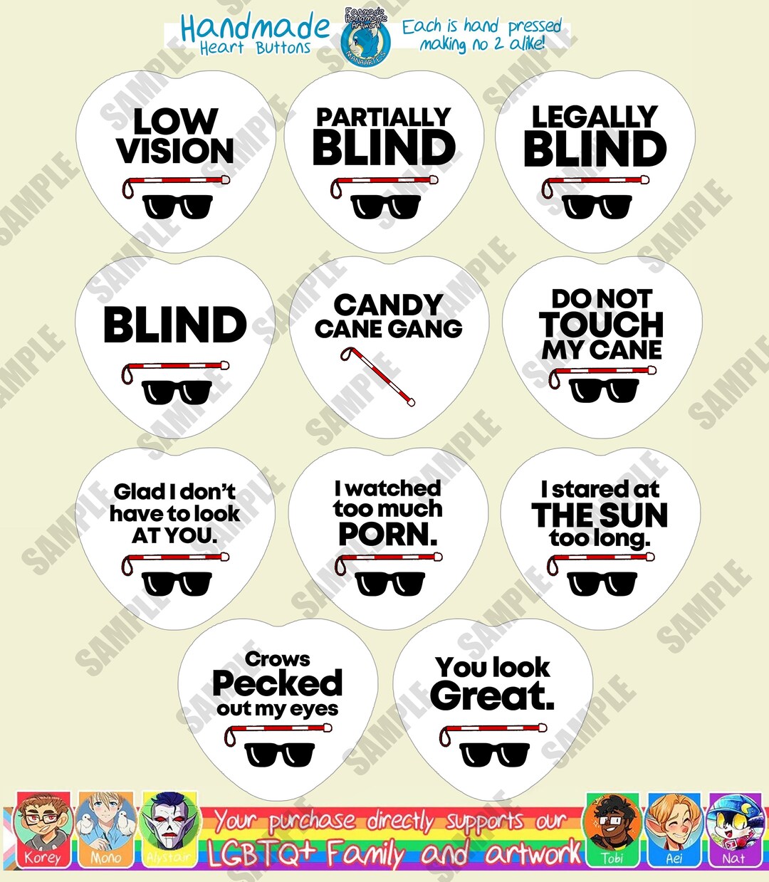 Hand Pressed Blind / Low Vision / Eyepatch / Disability Safety and