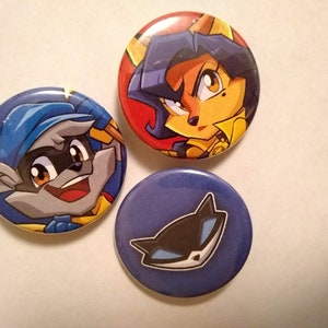 Sly Cooper inspired Fan Art Pins/badges (Pick your Buttons) 1.5"