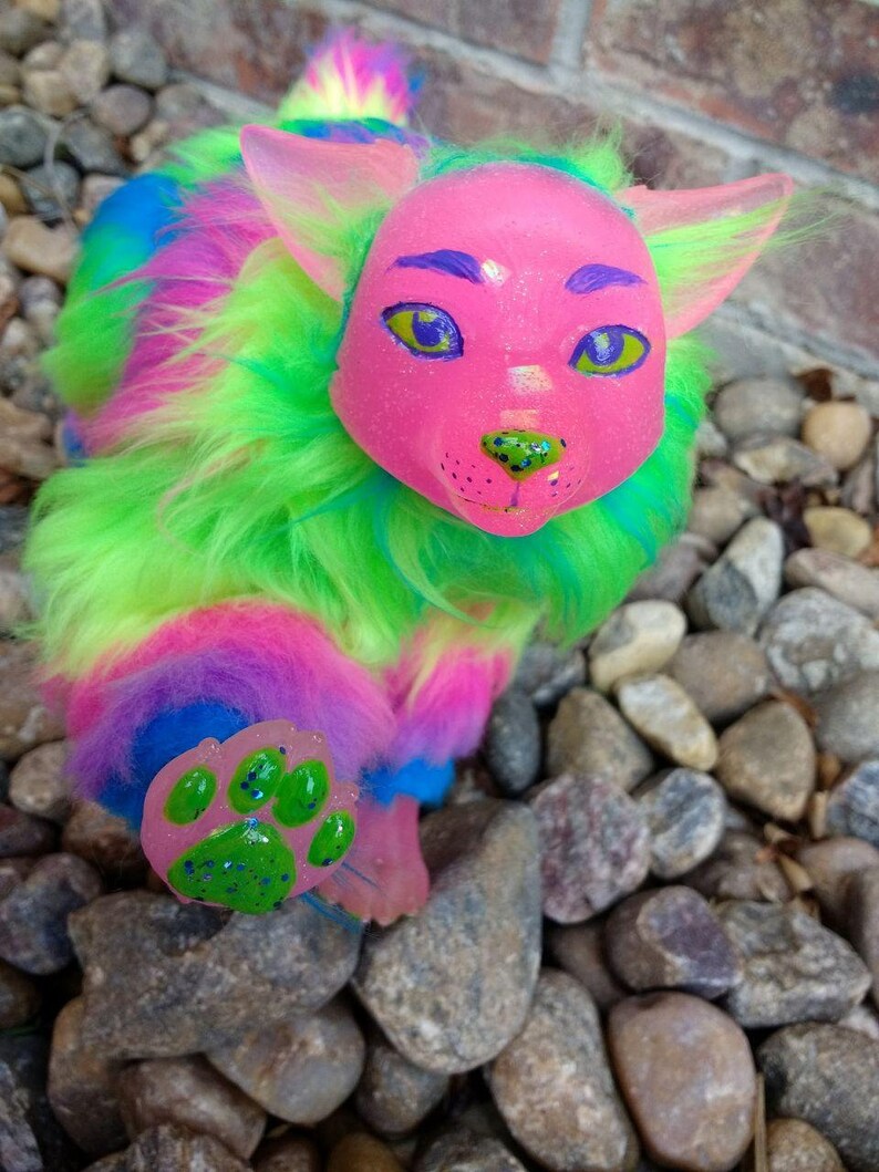 12 Poseable OOAK Wolf Art Doll Lisa Frank Rainbow Etsy