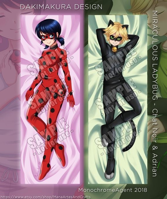 Dakimakura Miraculous Ladybug Chat Noir Marinette Adrien Art By Mono