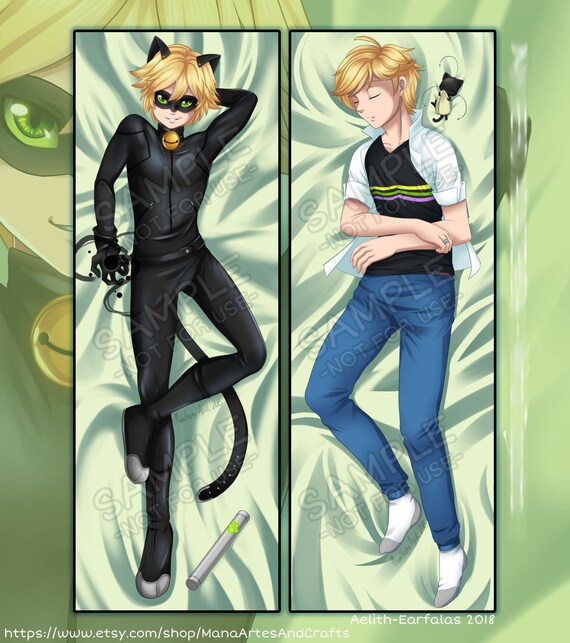 Dakimakura Miraculous Ladybug Chat Noir Marinette Adrien Art By Mono