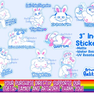 Buff The Bunny Transgender Positivity Sticker - Art by Aelith