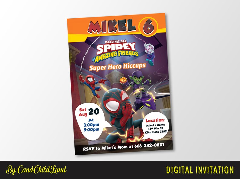 Spidey and His Amazing Friends Birthday Invitation Spidey and His Amazing Friends Invitation Digital Spiderman Birthday