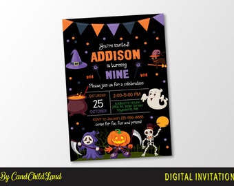 Halloween Kids Birthday Invitation, Halloween Birthday Invitation, Pumpkin Birthday Invitation, Our Little Pumpkin Birthday Invitation