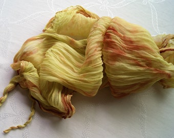 1589 / FUNDGRUBE - Crash chiffon scarf - approx. 90 x 90 cm - green and brown tones