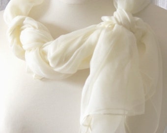 01067 / CHOICE OF SIZE - Bridal stole/chiffon scarf/shoulder shawl - CHAMPAGNE uni