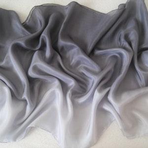 Striped silk scarf (approx. 45 x 180 cm) or silk scarf (approx. 90 x 90 cm) in 3 shades of grey - 100% silk