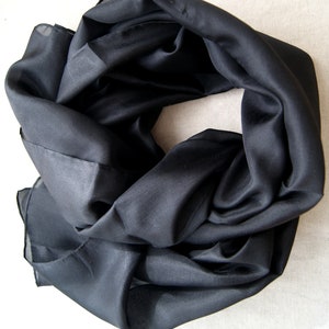 CHOICE OF SIZE - Silk scarf (approx. 90 x 90 cm / approx. 74 x 74 cm) or silk scarf (approx. 45 x 180 cm) - BLACK plain