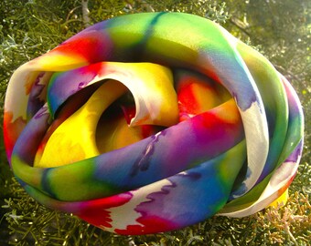 1870 /// Silk scarf - approx. 90 x 90 cm - COLOURFUL in bright colours