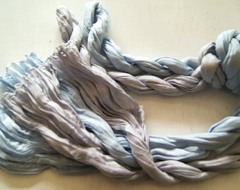 1872 /// SELECTION - Crash silk scarves - light blue/light grey - starting size approx. 45 x 180 cm each - 100% silk
