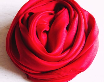 0283 /// Silk scarf - approx. 90 x 90 cm - fire red plain