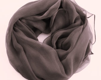 1748 /// Chiffon scarf in anthracite gray uni - approx. 45 x 180 cm - 100% silk