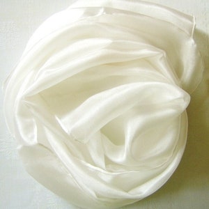 SELECTION - Silk scarves white plain in 4 sizes - 100% silk