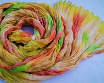 49 /// Treasure trove - CRASH silk scarf - scarf initial size approx. 90 x 200 cm - autumn type