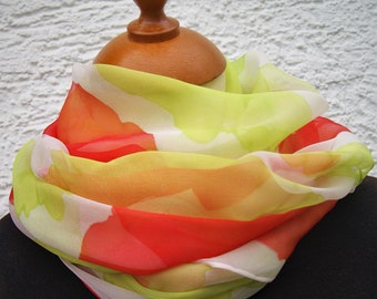 01066 /// TREASURE TROVE - ZIG-ZAG chiffon scarf for the spring type - approx. 45 x 180 cm - 100% silk