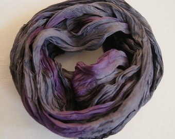 K1752 /// Crash silk towel grey/purple - approx. 90 x 90 cm - Pongee 5