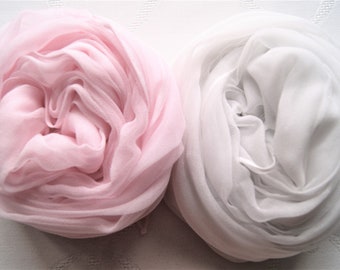98 /// Estola de novia/Bufanda de gasa XXL/chal de hombro - liso rosa o marfil - aprox. 55 x 230 cm