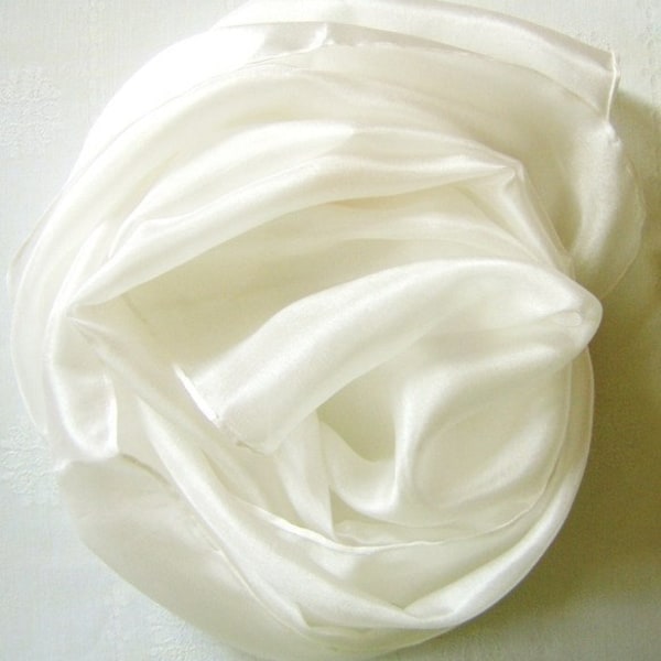 SIZE CHOICE L - Silk scarf white plain in many sizes