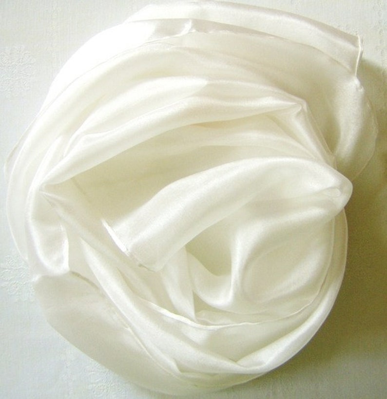 SIZE CHOICE L Silk scarf white plain in many sizes image 1