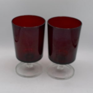 Vintage Luminarc Arcoroc Ruby Red Wine Glasses - Set of 2