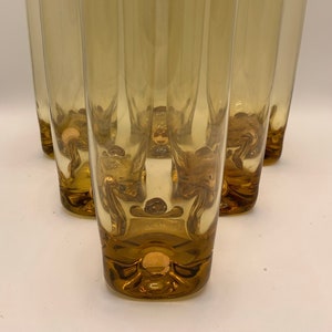 Vintage Czechoslovakian Amber Iced Tea Glasses - Gold Rim, Set of 6