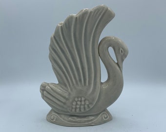 Vintage Art Deco Swan Sculpture - So Cute and Elegant!!  Gray Planter - Shawnee Planter USA 261 - Fantastic Small Planter!